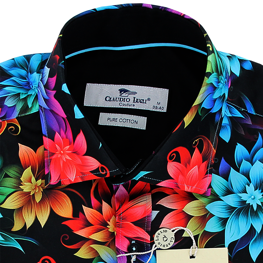 Claudio Lugli Floral Multicolured Shirt Black