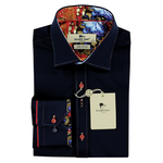 Load image into Gallery viewer, Claudio Lugli Multicolour Stitching Shirt Navy
