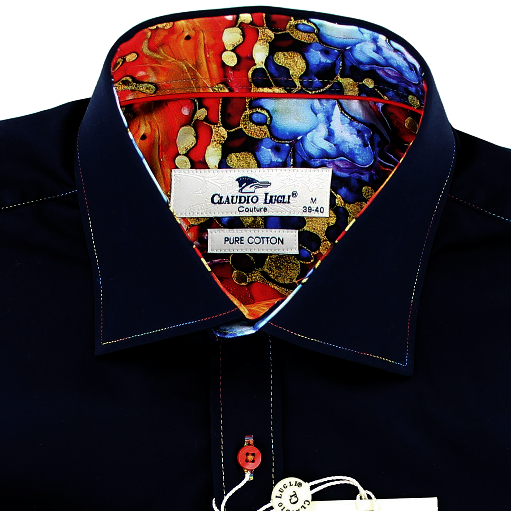 Claudio Lugli Multicolour Stitching Shirt Navy