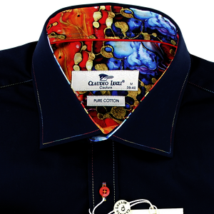 Claudio Lugli Multicolour Stitching Shirt Navy