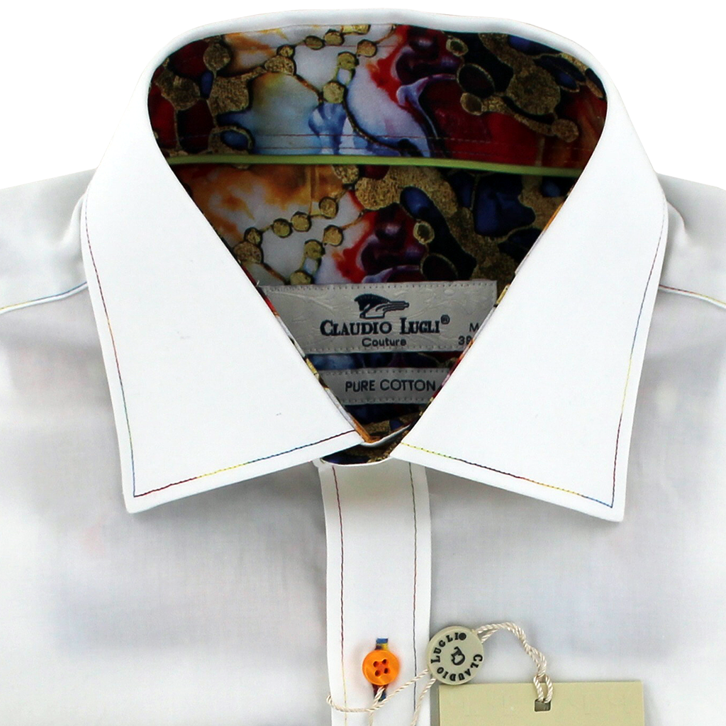 Claudio Lugli Multicolour Stitching Shirt White