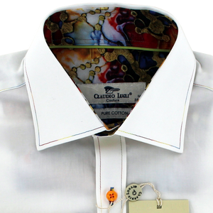 Claudio Lugli Multicolour Stitching Shirt White