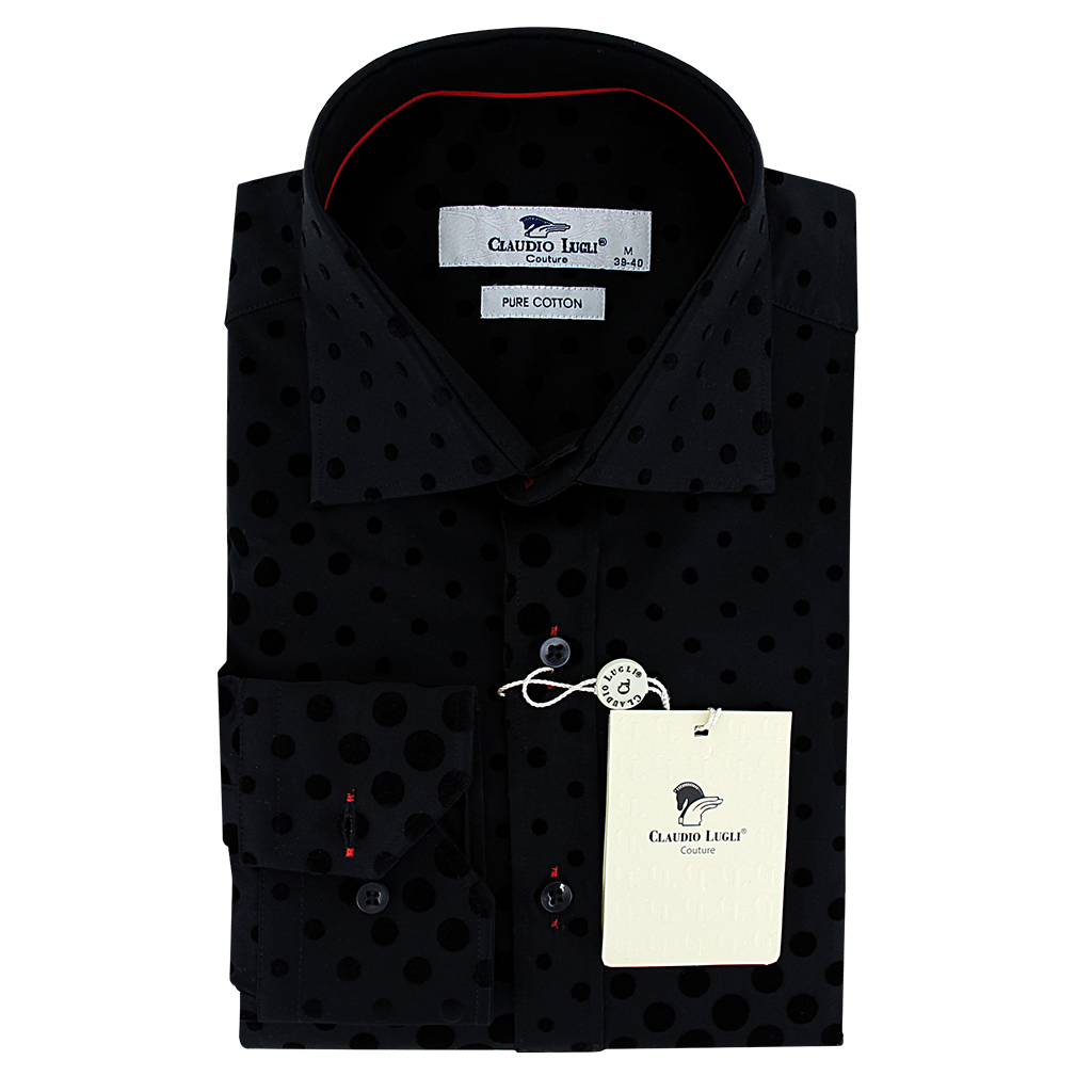 Claudio Lugli Flocked Dots Shirt Black