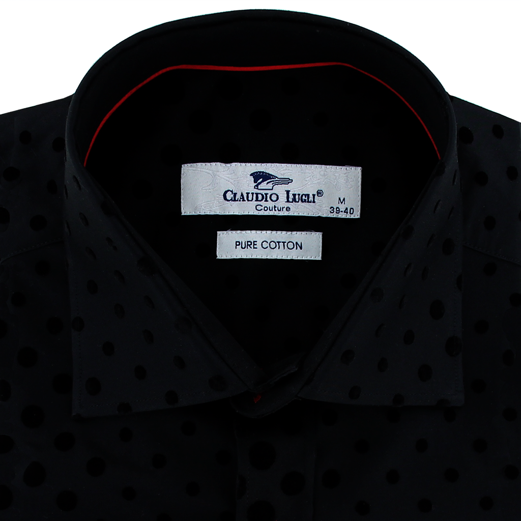 Claudio Lugli Flocked Dots Shirt Black