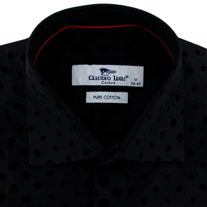 Claudio Lugli Flocked Dots Shirt Black