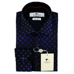 Load image into Gallery viewer, Claudio Lugli Flocked Dots Shirt Blue
