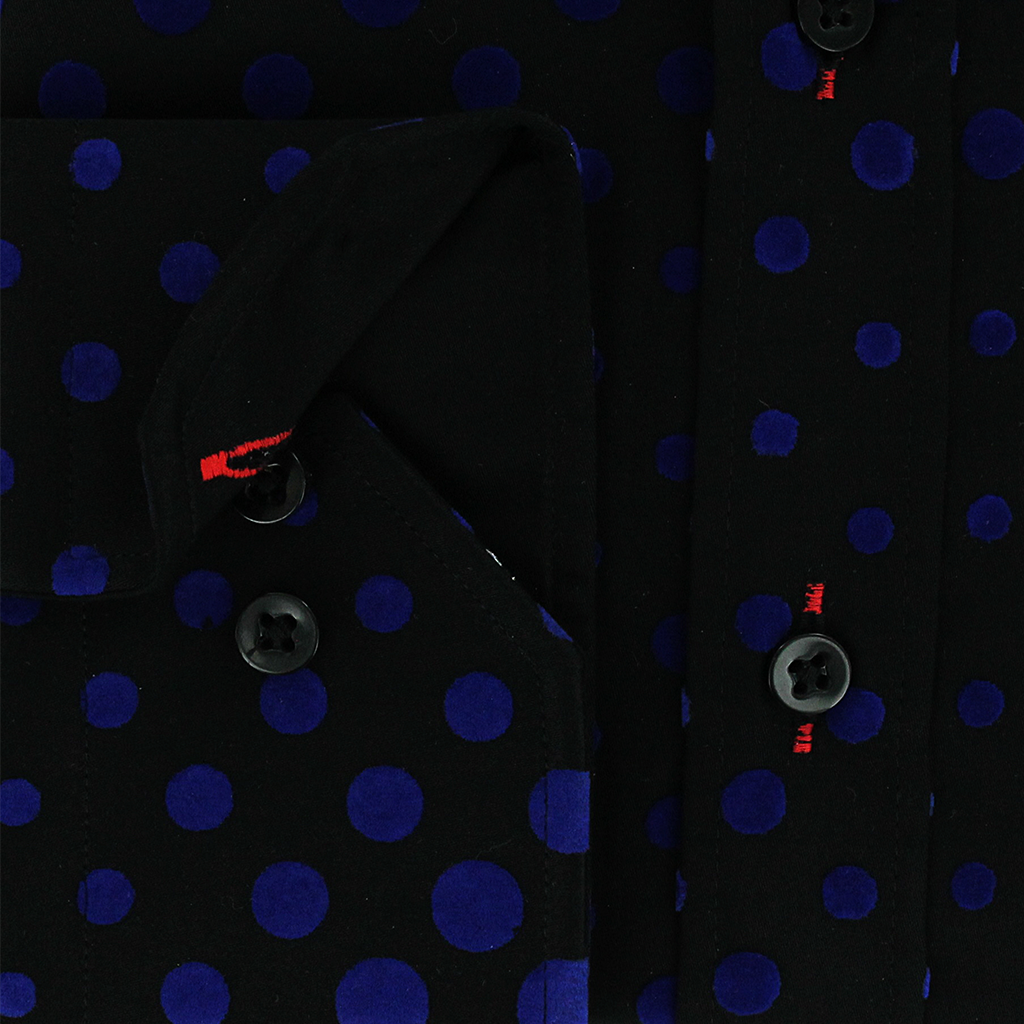 Claudio Lugli Flocked Dots Shirt Blue