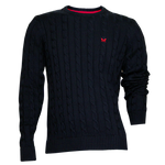 Load image into Gallery viewer, Crew Cable Knit Crew Neck Jumper Navy
