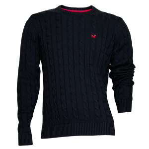 Crew Cable Knit Crew Neck Jumper Navy