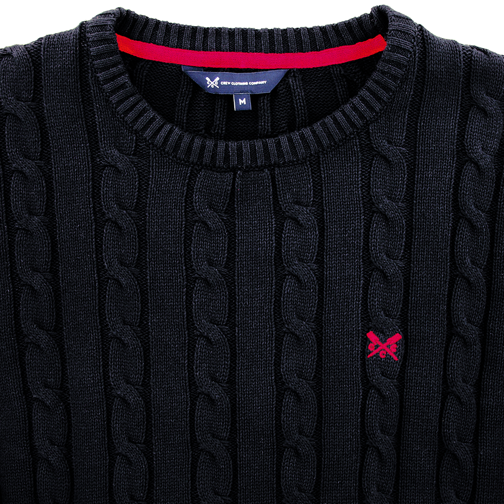 Crew Cable Knit Crew Neck Jumper Navy