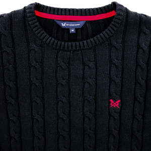 Crew Cable Knit Crew Neck Jumper Navy