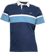 Load image into Gallery viewer, Crew Blue Multi Short Sleeve Stripe Rugby Shirt
