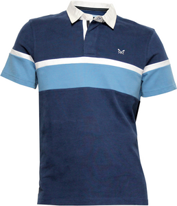 Crew Blue Multi Short Sleeve Stripe Rugby Shirt