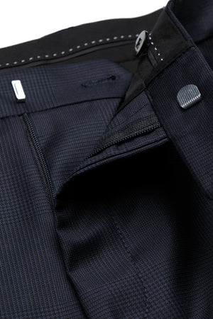 Navy Check Trousers