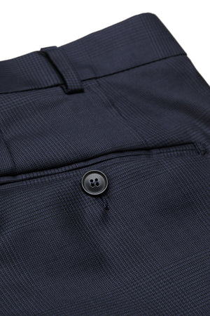 Navy Check Trousers