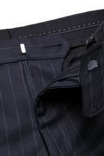 Load image into Gallery viewer, Navy Stripe Trousers Regular Length

