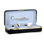 Load image into Gallery viewer, Dalaco Rectangular Cut Corner Engraved Rhodium Plated Cufflinks
