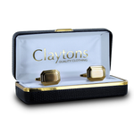 Load image into Gallery viewer, Dalaco Shiny &amp; Brushed Rectangular Cut Corner Gold Cufflinks
