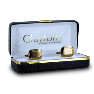 Dalaco Shiny & Brushed Rectangular Cut Corner Gold Cufflinks