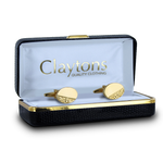Load image into Gallery viewer, Dalaco Oval Third Engraved Gold Cufflinks
