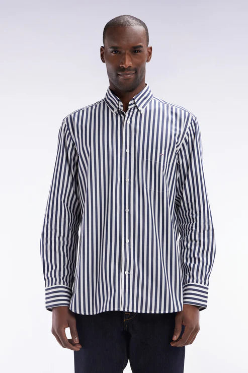 Navy Block Striped Shirt