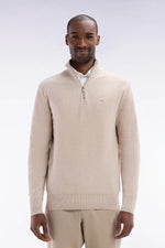 Load image into Gallery viewer, Beige Textured Knitted Half Zip
