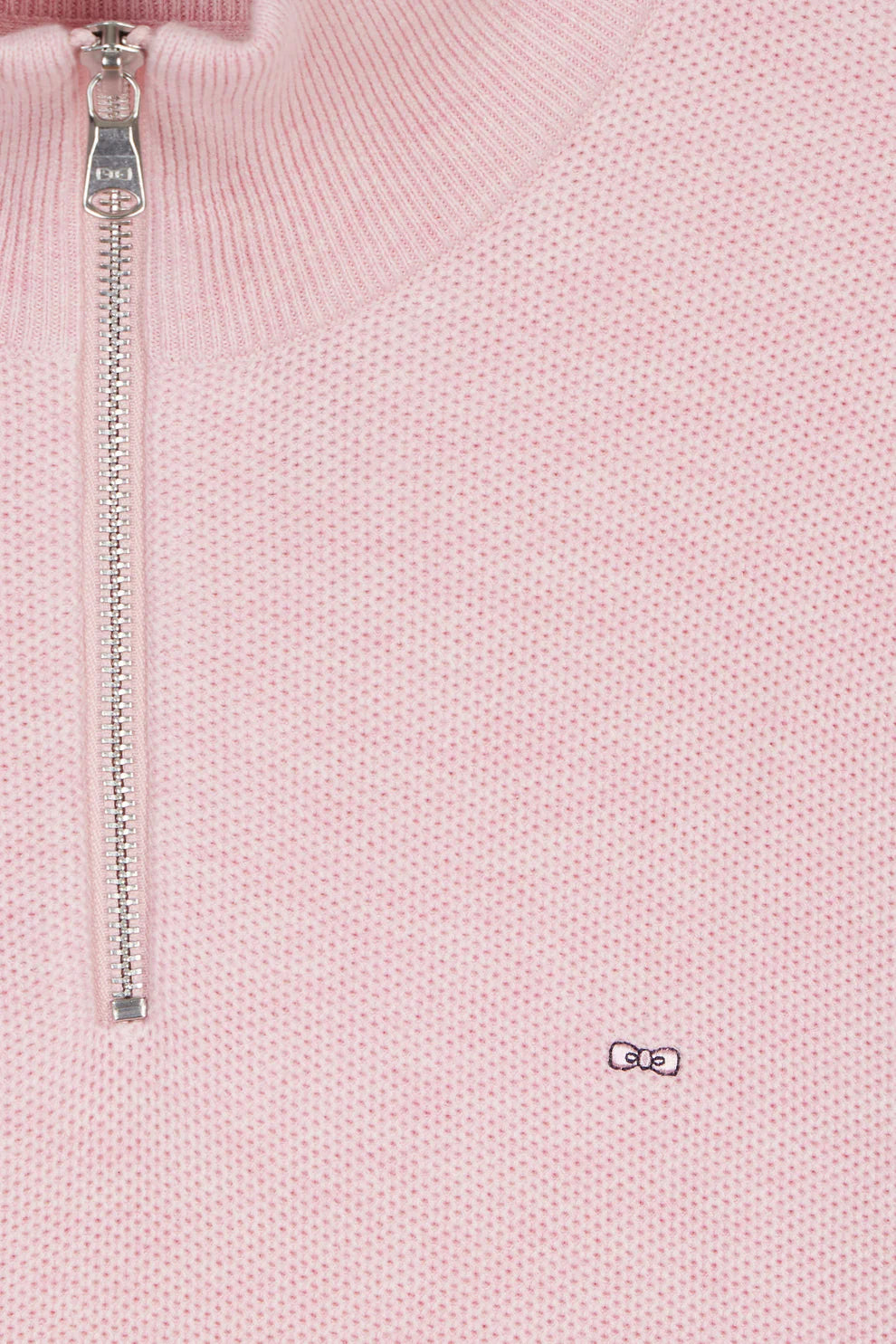 Pink Textured Knitted Half Zip