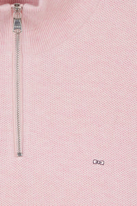 Pink Textured Knitted Half Zip