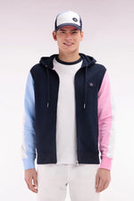 Load image into Gallery viewer, Navy Colourblock Zip Hoodie
