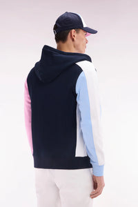 Navy Colourblock Zip Hoodie