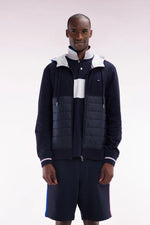 Load image into Gallery viewer, Navy Quilted Zip Hoodie
