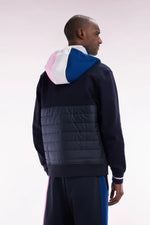 Load image into Gallery viewer, Navy Quilted Zip Hoodie
