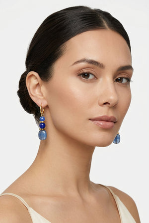 Royal Agate, Hematite and Glass Earrings