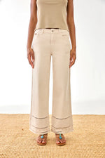 Load image into Gallery viewer, Ecru Openwork Bell Bottom Jeans
