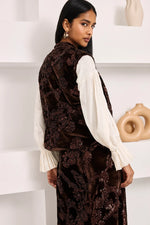 Load image into Gallery viewer, Brown Sequin Velvet Vest
