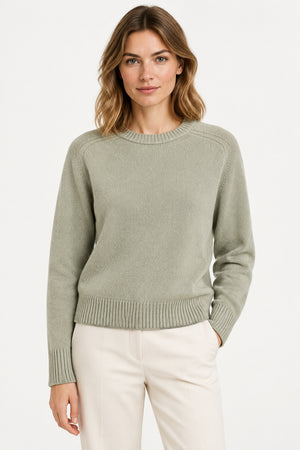 Green Merino Wool Crew Neck