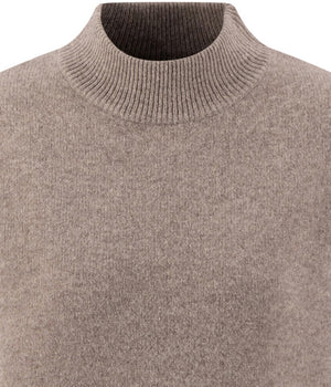Taupe Wool Crew Neck Sweater