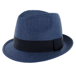 Load image into Gallery viewer, Navy Straw Trilby Hat
