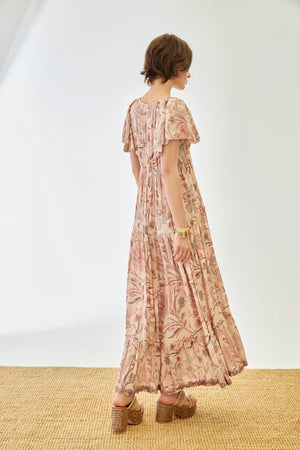 Rose Ruffle Sleeves Dress