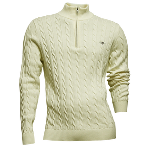 Gant Cable Knit Half Zip Sweater Off White