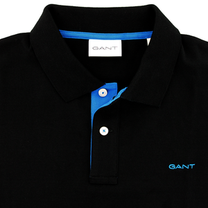 Gant Contrast Collar Pique Polo Shirt Black