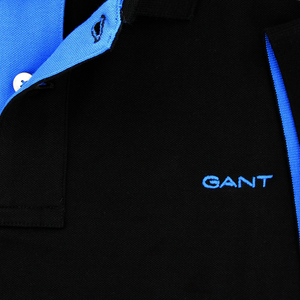 Gant Contrast Collar Pique Polo Shirt Black
