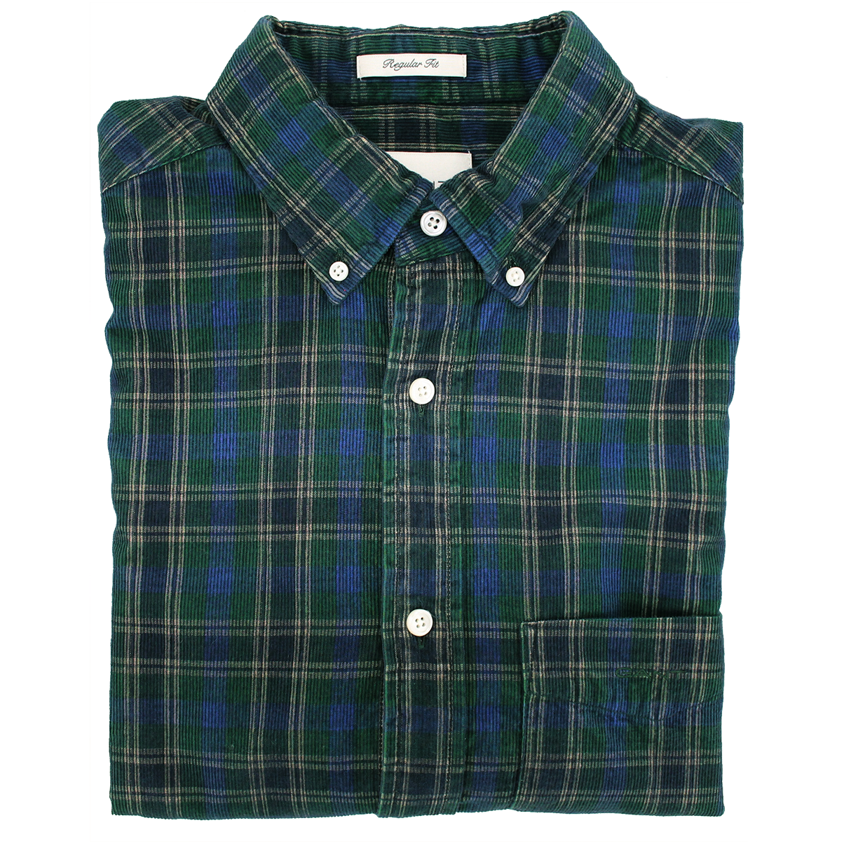 Gant Corduroy Tartan Check Shirt Forest Green