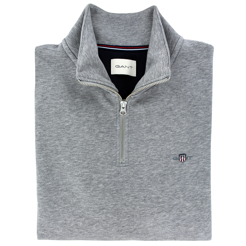 Gant Shield Half Zip Sweatshirt Grey Claytons Quality Clothing
