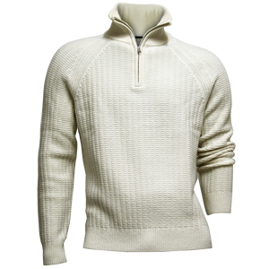 Gant Textured Raglan Half Zip Sweater Cream