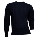 Load image into Gallery viewer, Gant Lambswool Cable Knit Crew Neck Sweater Navy
