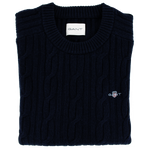 Load image into Gallery viewer, Gant Lambswool Cable Knit Crew Neck Sweater Navy
