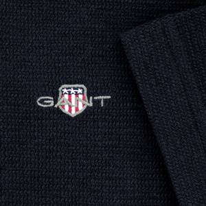 Gant Textured Long Sleeve T-Shirt Navy