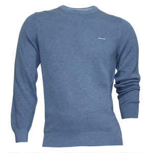 Gant Cotton Pique Crew Neck Sweater Denim