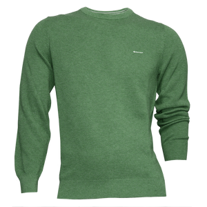 Gant Cotton Pique Crew Neck Sweater Green